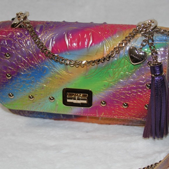 BRAHMIN Rosa Crossbody Shoulder Bag Heart Tassel Charms Rainbow Purse Handbag - Picture 2 of 6